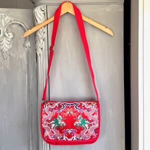 Vivienne Tam Double Happiness Dragon Print Nylon Messenger Bag Rare Y2K